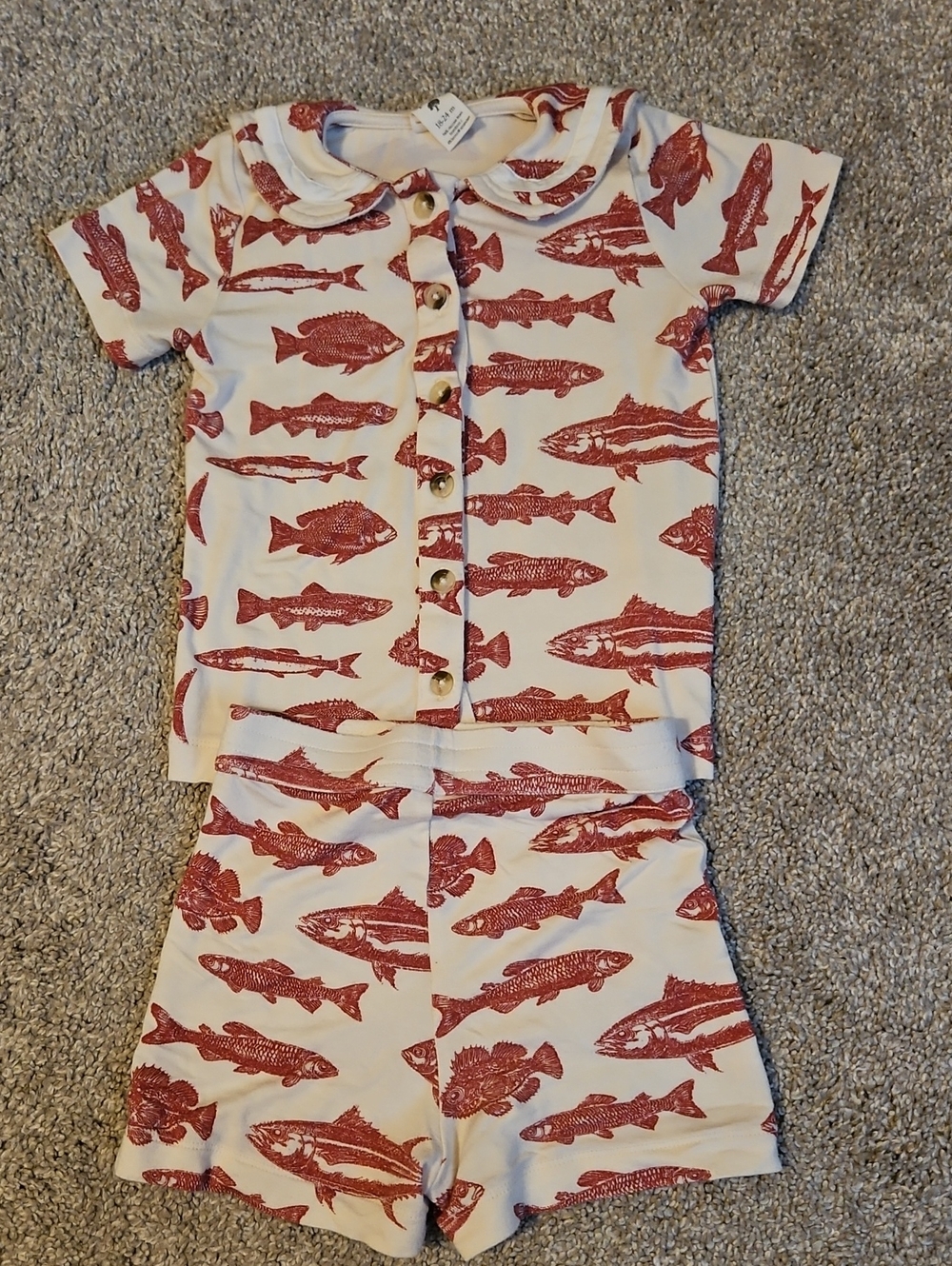 Kate Quinn Bamboo Fish Sailor Collar Short Set 18-24M